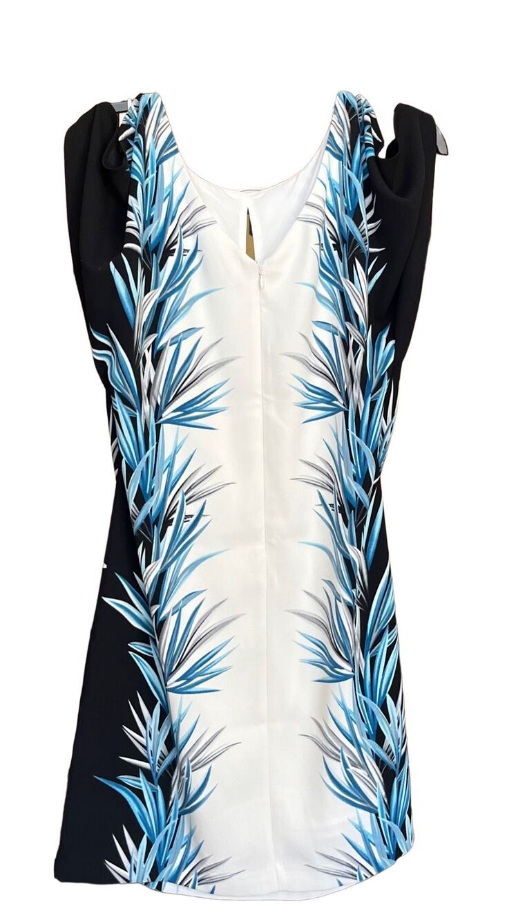 White House Black Market palm print shift cold shoulder dress - Size 8 - Picture 14 of 15